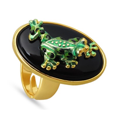 Кольцо Лягушка (эмаль зеленая; покрытие золото), Есть комплект