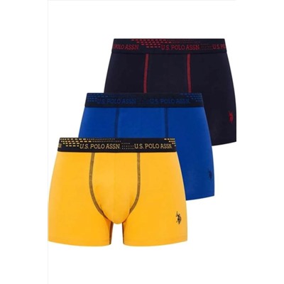 U.S. Polo Assn. Erkek, Lisanslı, USPA, %95 Pamuk, % 5 Elastan, 3'lü, Renkli Boxer Set (Kutulu)