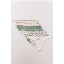 Pack 7 tangas algodón rosa y verde