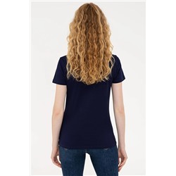 Kadın Lacivert Basic Polo Yaka Tişört