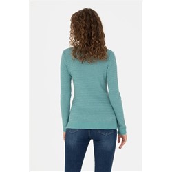 Kadın Mint Bisiklet Yaka Basic Kazak