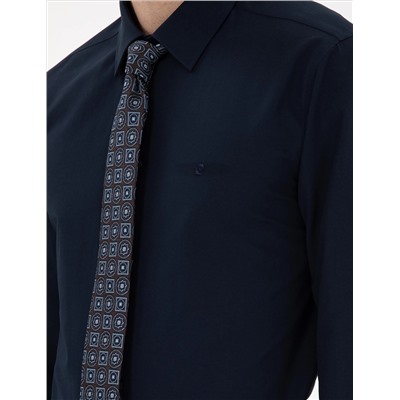 Lacivert Slim Fit Uzun Kollu Basic Gömlek
