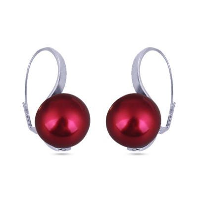 Серьги (Майорка 16мм малиновая; покрытие родий), Есть комплект