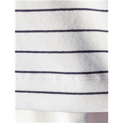 Футболка в полоску с V-вырезом и цельнокроеным рукавом из премиального хлопка