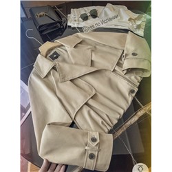 Женский короткий тренч/куртка свободного кроя из саржевой ткани ЗАР*А