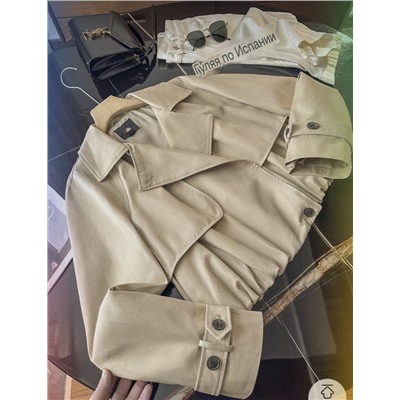 Женский короткий тренч/куртка свободного кроя из саржевой ткани ЗАР*А