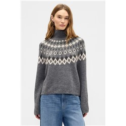 Relaxed Fair Isle Mockneck Sweater
