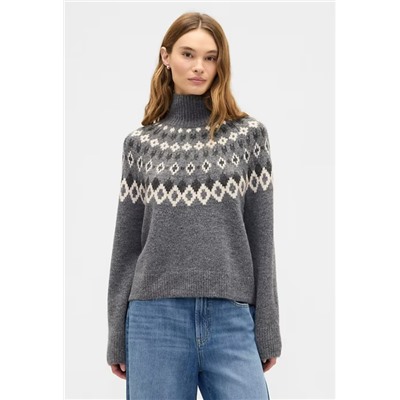Relaxed Fair Isle Mockneck Sweater