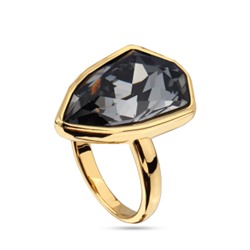 Кольцо Румба (кристаллы SW темно-серые; покрытие золото), Есть комплект