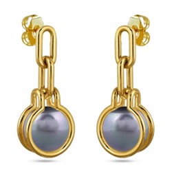 Серьги (Майорка 12мм серо-голубая; покрытие золото), Есть комплект