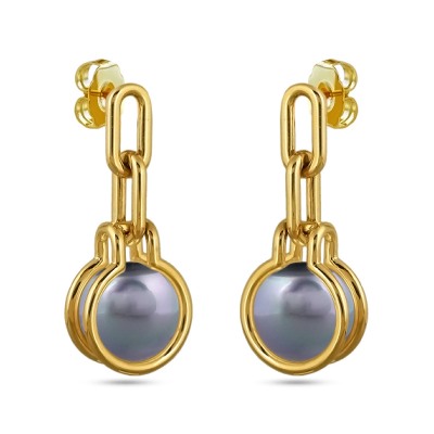 Серьги (Майорка 12мм серо-голубая; покрытие золото), Есть комплект