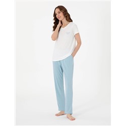 Beyaz Kısakollu Pijama Takımı
