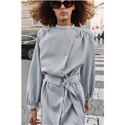 VESTIDO CORTO EFECTO PIEL CINTURÓN