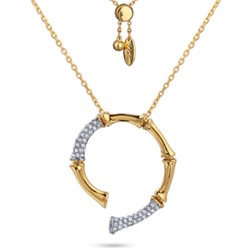 Кулон Бамбук (кристаллы белые; покрытие золото, родий) 70см, Есть комплект