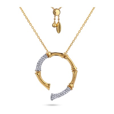 Кулон Бамбук (кристаллы белые; покрытие золото, родий) 70см, Есть комплект