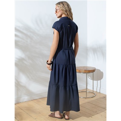 Платье А-силуэта с поясом из легкого хлопкового поплина