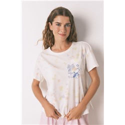 Pijama corto algodón blanco y rosa Snoopy