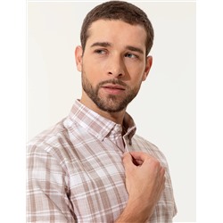 Bej Regular Fit Kısa Kollu Gömlek