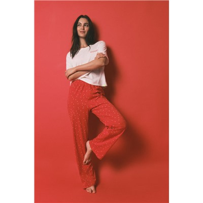 Pijama largo 100% algodón estampado blanco