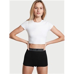 Logo Cotton High-Waist Boyshort Panty