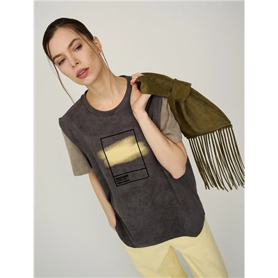 Серая футболка "Цветоблок"