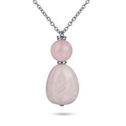 Кулон Терра (розовый кварц 18-33мм; покрытие родий) 90см, Есть комплект