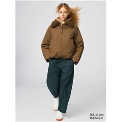 Теплая куртка со съёмным меховым воротником унисекс в стиле Uniql*o