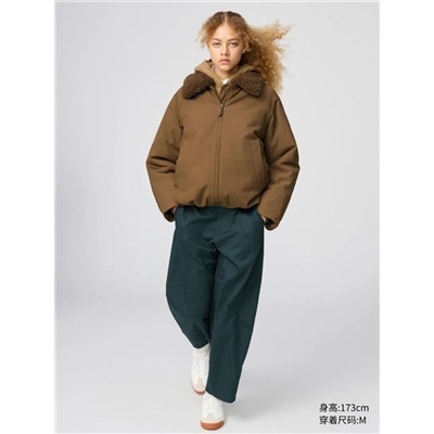 Теплая куртка со съёмным меховым воротником унисекс в стиле Uniql*o