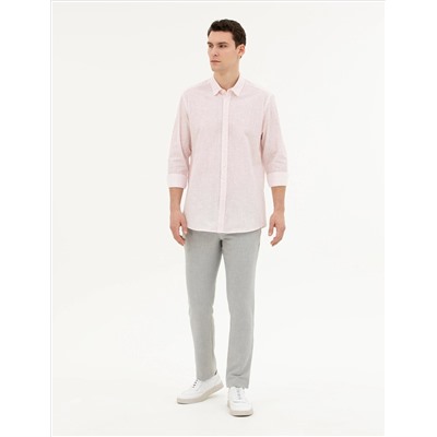 Açık Pembe Regular Fit Uzun Kollu Gömlek