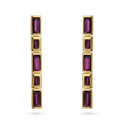 Серьги Богемия 4.5см (кристаллы SW темный аметист; покрытие золото), Есть комплект