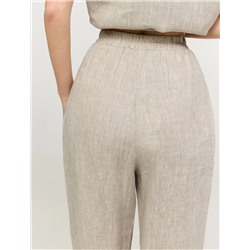 Бежевые брюки "Алладины" изо льна