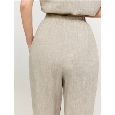 Бежевые брюки "Алладины" изо льна