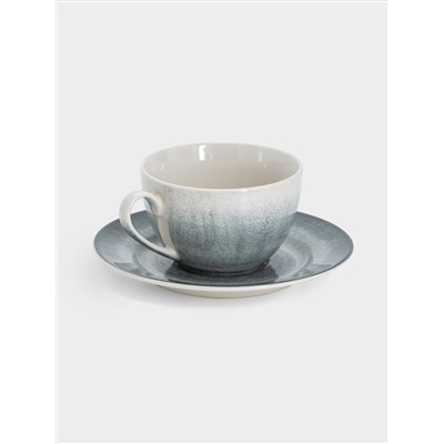 Пара чайная, 1 перс, 2 пр, 220 мл, керамика, серо-голубая, Vulcano