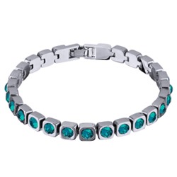 Браслет Теннис (кристаллы SW изумруд 4мм; покрытие родий) 17-19см, Есть комплект