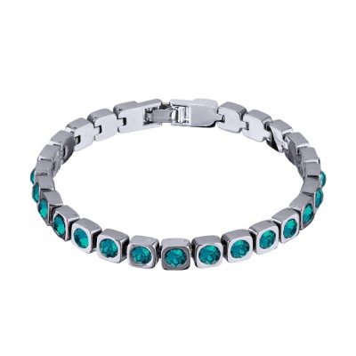 Браслет Теннис (кристаллы SW изумруд 4мм; покрытие родий) 17-19см, Есть комплект