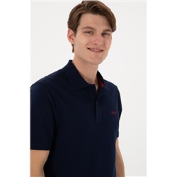 Erkek Regular Fit Polo Yaka Lacivert Basic Tişört