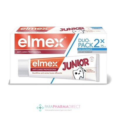 Elmex Junior Anti-Caries Professional- Dentifrice Anti-Caries 6-12 ans 2x75ml