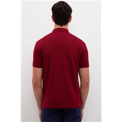 Erkek Plum Polo Yaka Basic T-Shirt