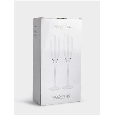 Бокал для шампанского, 180 мл, 2 шт, кристальное стекло, Violoncello