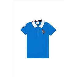 Erkek Çocuk Saks Mavi Basic Polo Yaka Tişört