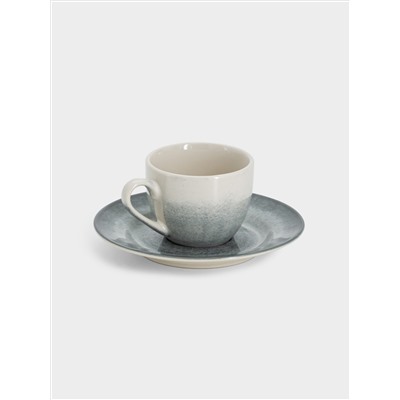 Пара кофейная, 1 перс, 2 пр, 90 мл, керамика, серо-голубая, Vulcano