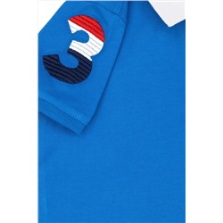 Erkek Çocuk Saks Mavi Basic Polo Yaka Tişört