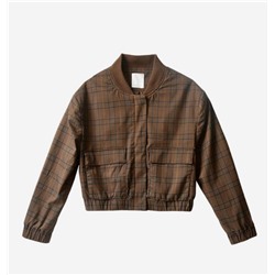 Модная повседневная клетчатая куртка с воротником-стойкой