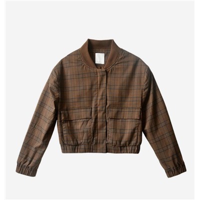 Модная повседневная клетчатая куртка с воротником-стойкой