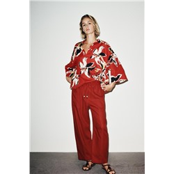 LINEN BLEND TROUSERS WITH BEADED DRAWSTRING