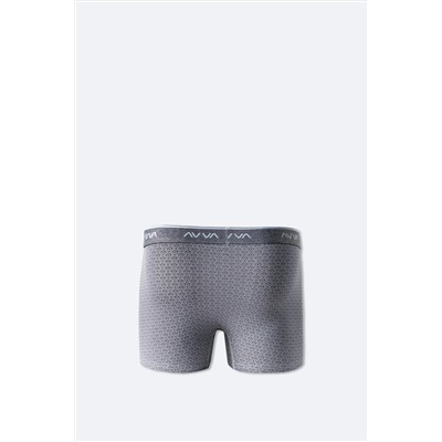 Avva Erkek Gri Geometrik Desenli Tekli Boxer A51Y9505
