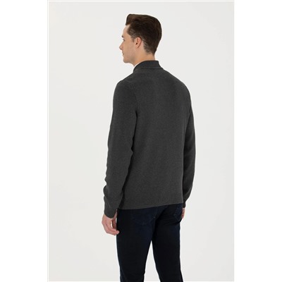 Erkek Antrasit Melanj Triko Hırka