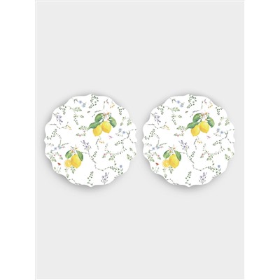 Подставка под горячее, круглая, 34.5 см, 2 шт, Цветы и лимоны