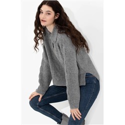 Kadın Gri Melanj V - Yaka Kazak