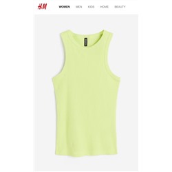 Женский трикотажный облегающий топ майка в рубчик H&*M